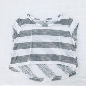 77 Kids girls gray and white striped tee